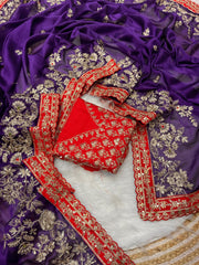 Bollywood Blooming Silk Mono Satin Embroidery Sequence & Coding Work Saree
