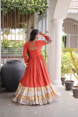 Party-wear Rayon With Kutchi Gamthi Thread Work Gown
