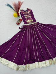 Navratri Special Mirror Handwork & Ribbon Work Lehenga With Stitched Choli