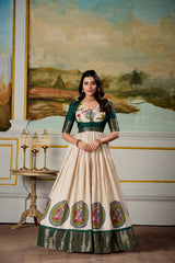 South Indian Style Stunning Dola Silk Kalamkari Printed Gown