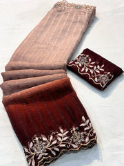 Beautiful shimmer Georgette 3D Shaded Saree