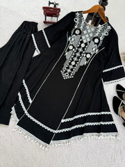 Stylish Charming Rayon Cotton Thread With Real Mirror Work Dress