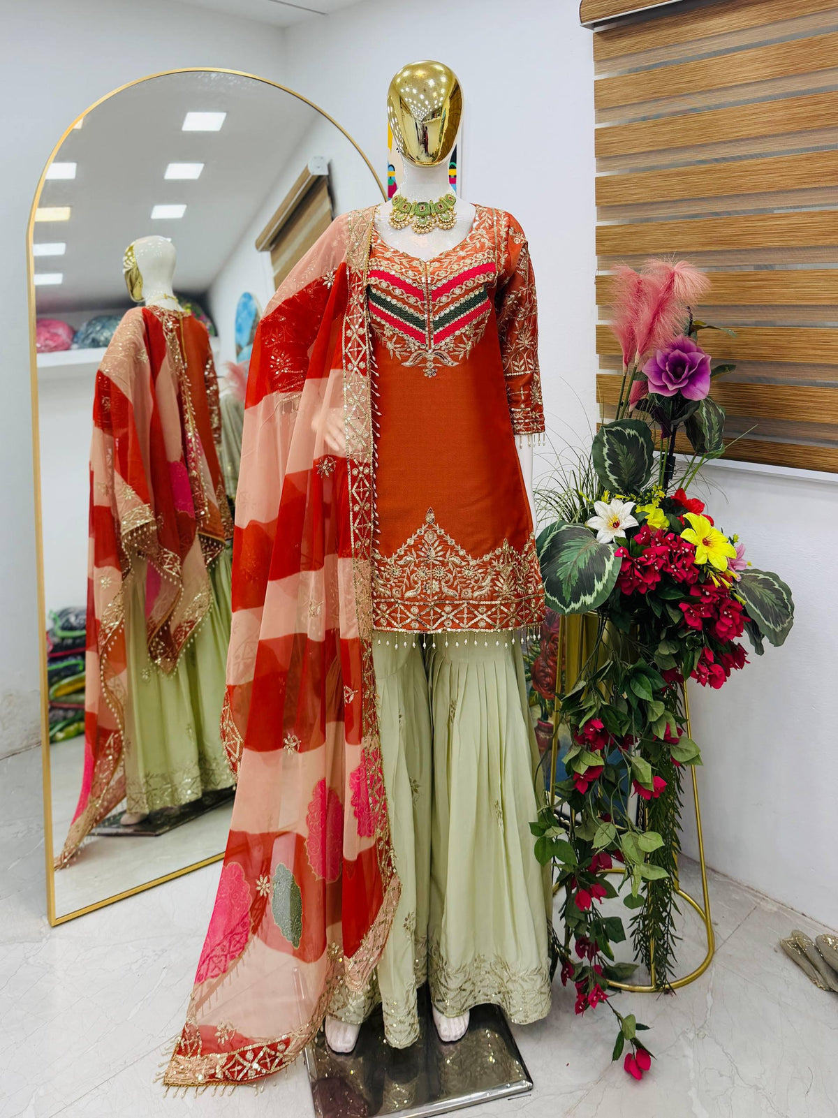 Party-wear Designer Fendy Embroidery Sequence Work Sharara