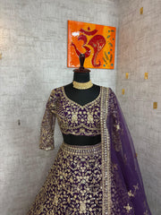 Party-wear Premium Quality Soft Net Embroidery Sequins Work Lehenga Choli