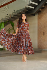 Stylish Women's Fully Flair Georgette With Printed Gown