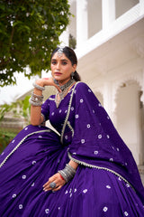 Navratri Special Traditional Chanderi Bandhani Printed Lehenga Choli