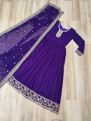 Beautiful Partywear Blooming Georgette With Zari & Sequins Embroidery Work Gown