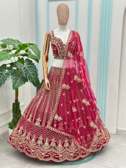 Royal Elegance Butterfly Net Sequins & Codding Embroidery Work Lehenga Choli