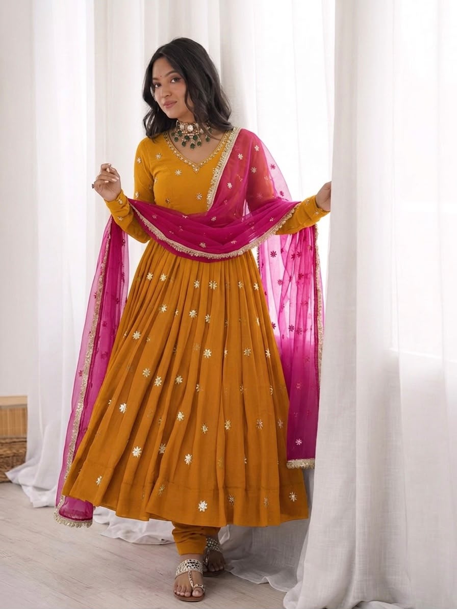 Party-wear Georgette With Embroidery Work Gown