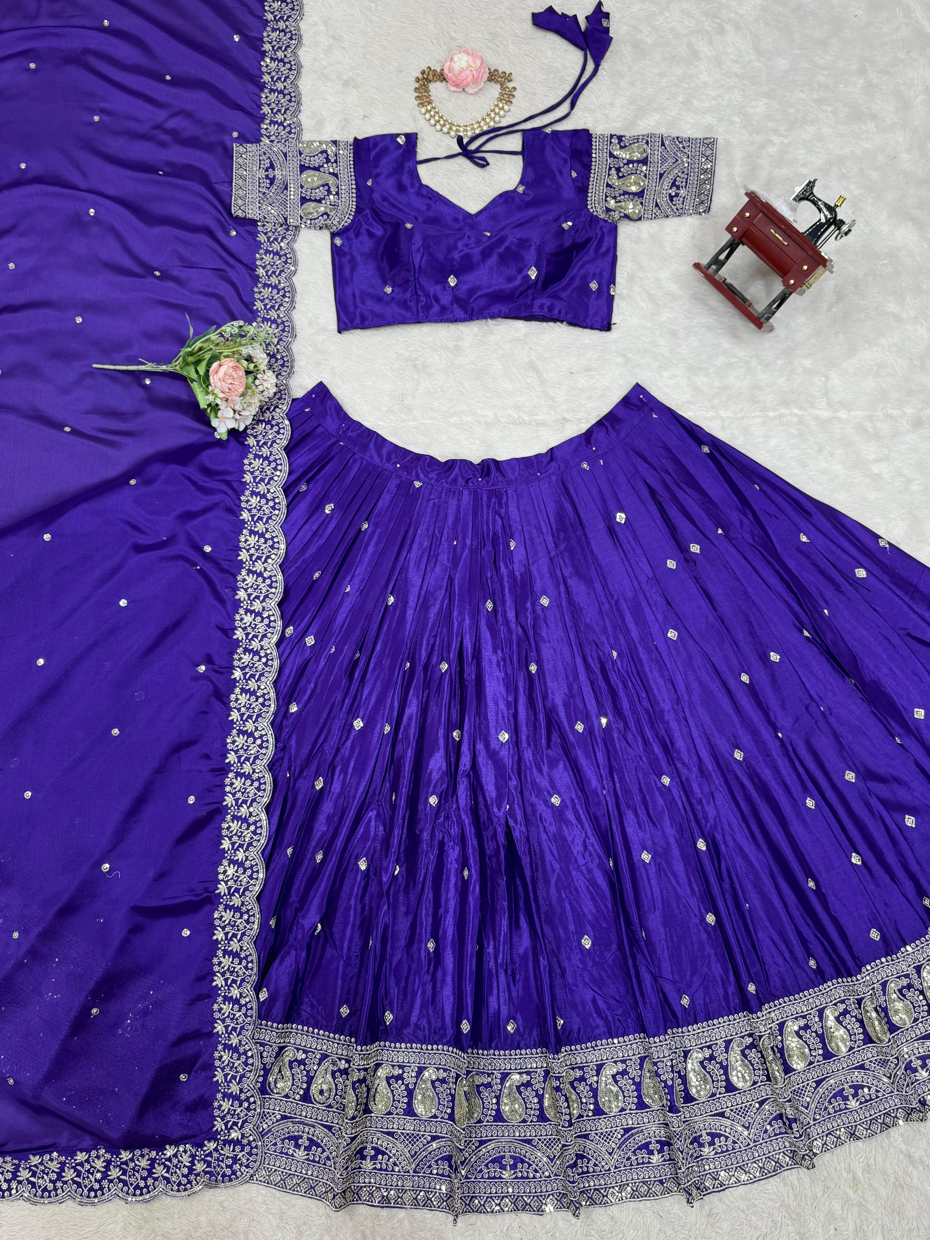Beautiful Trending Chinon Silk Thread With Sequence Work Lehenga Choli