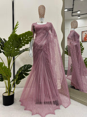 Beautiful Designer Soft Net Thread & Sequence Work Sareee
