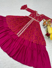 Beautiful Pure Bandhrej Festival Choli With Attached Shrug