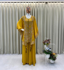 Indo Western Georgette Sequence Embroidery Work Kurta Palazzo With Shrug