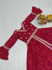 Beautiful Pure Bandhrej Festival Choli With Attached Shrug