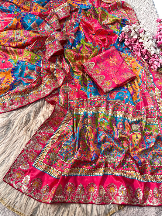 Beautiful Soft Chinon Digital Printed Saree