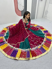 Navratri Special Pure Cotton Embroidery & Sequence Work Lehenga With Stitched Blouse