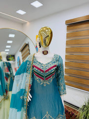 Party-wear Fendy Silk Embroidery Sequence Work Top Lehenga & Dupatta Set