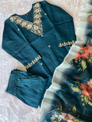 Beautiful Roman Silk With Beautiful Embroidery With Sequence Work Dress