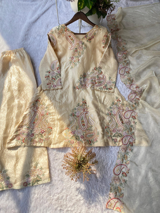 Party-wear Fendy Sequence Embroidery Work Top Palazzo
