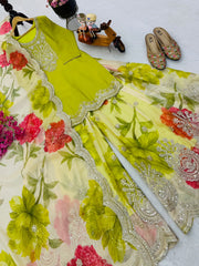 Party-wear Chinon Silk Codding Embroidery Sequence Work Suit