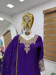 Party-wear Chinon Silk Coding Embroidery Sequence Work Sharara