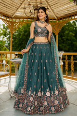 Beautiful French Crepe Embroidery Dori Zari Sequence Work Lehenga Choli