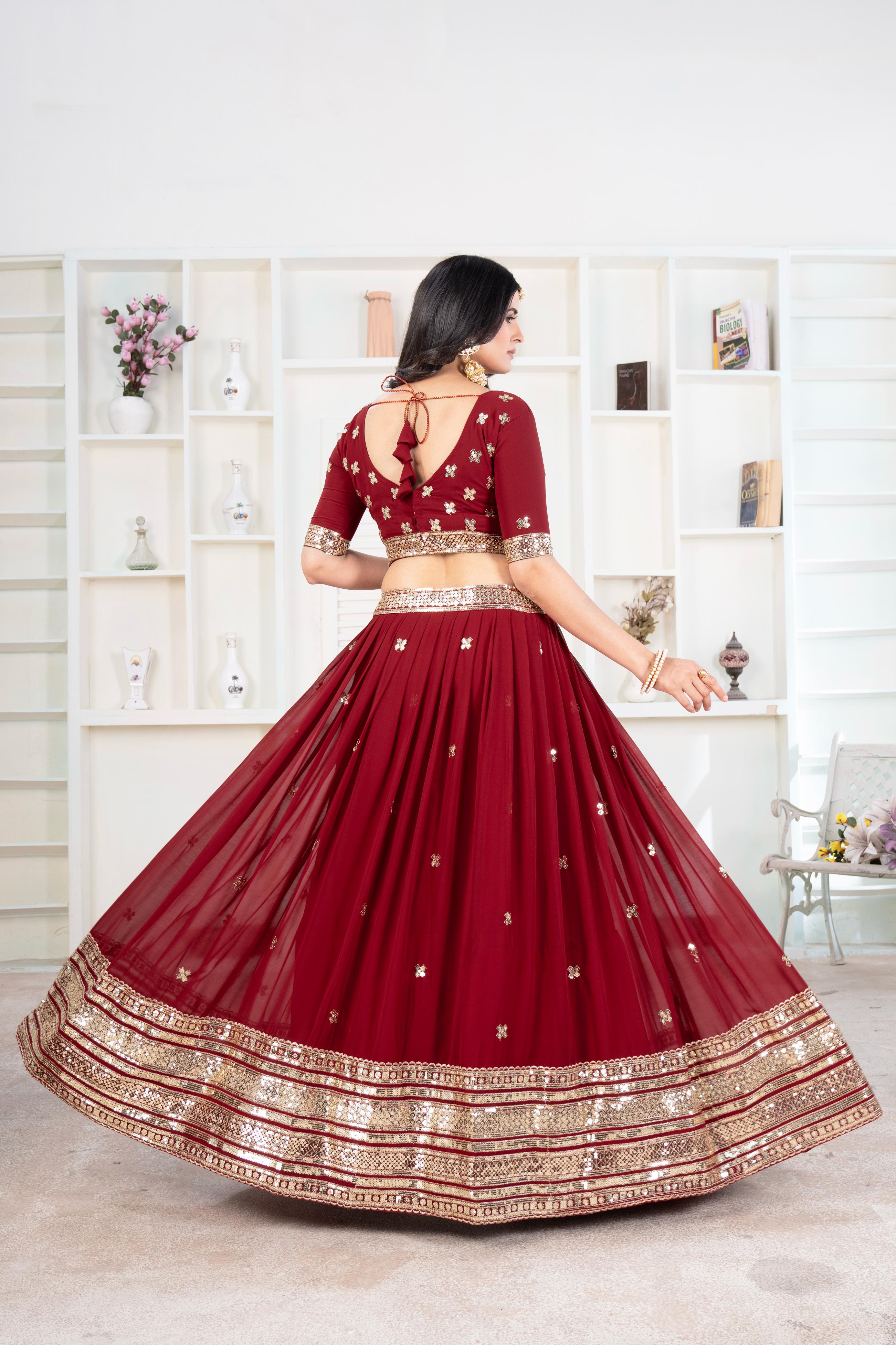 Beautiful Trending Partywear Georgette Embroidery & Sequence Work Lehenga Choli