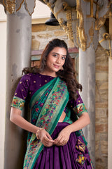 Traditional Tasar Silk Printed With Foil Work Lehenga Choli