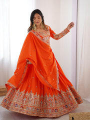 Beautiful Crep Silk Coding Dori With Thread & Sequence Work Lehenga Choli