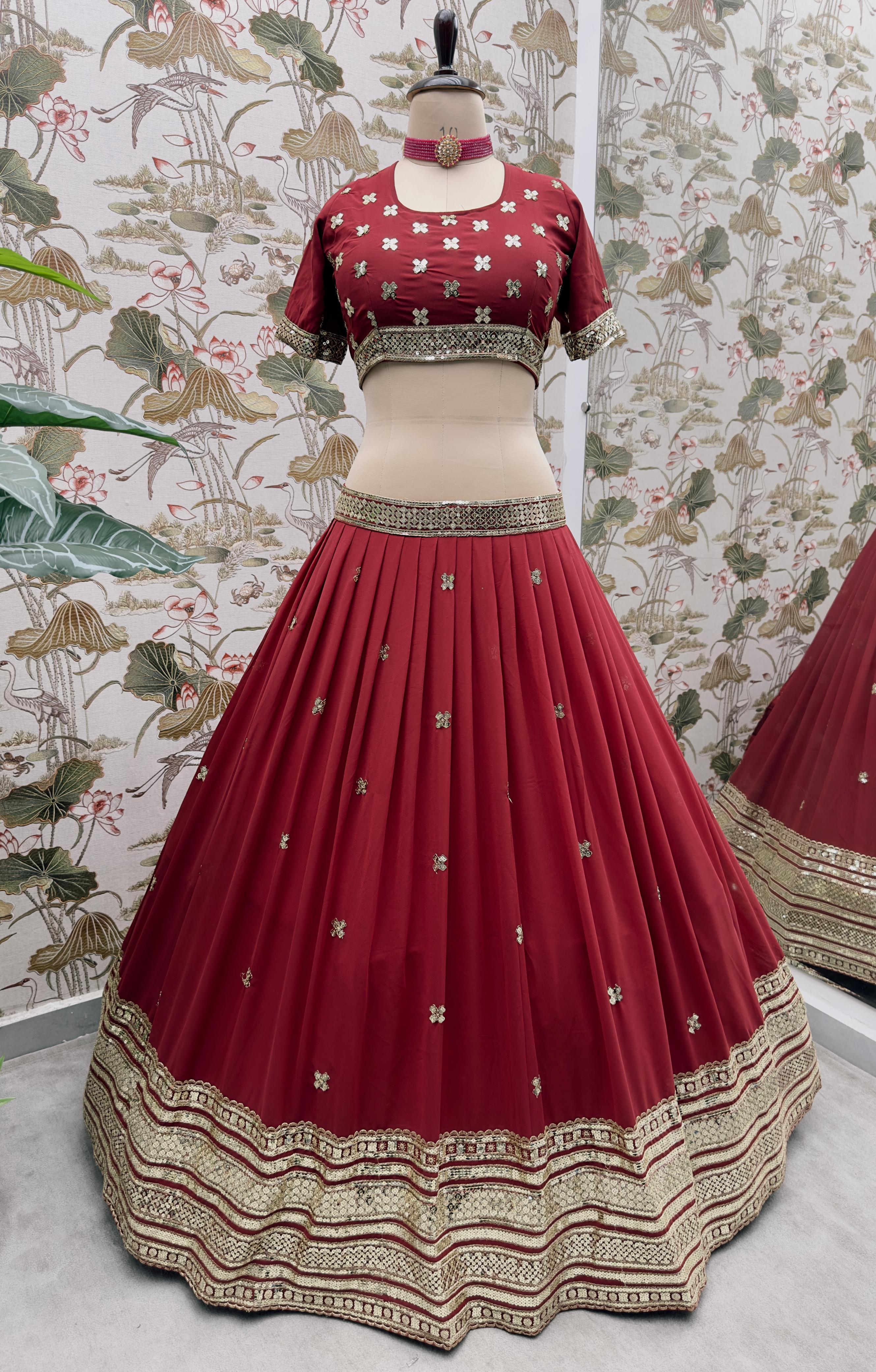 Beautiful Trending Partywear Georgette Embroidery & Sequence Work Lehenga Choli
