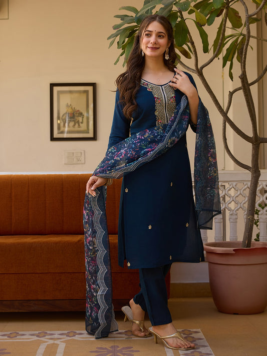 Beautiful Viscose Chanderi Embroidery With Beads Work Dress