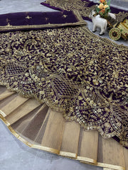 Party-wear Premium Quality Soft Net Embroidery Sequins Work Lehenga Choli