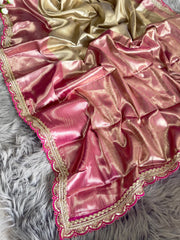 Beautiful Soft Tissue Silk With Chex Designer Saree
