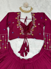 Beautiful Reyon Digital Printed With Real Mirror Work Lehenga Choli