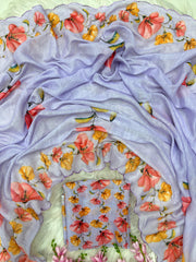 Beautiful Linen Digital Hand Printed Saree