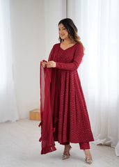 Beautiful Lukhnowi Georgette Sequence Work Anarkali Suit