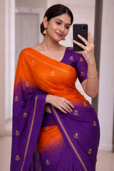 Beautiful Viscose Khadi Silk Jacquard Leaf Figure Designer Saree