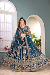 Trending Net Embroidery Sequence Coding Designer Work Lehenga Choli