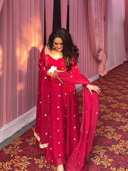 Beautiful Pink Fendy Silk Thread With Sequence Gown