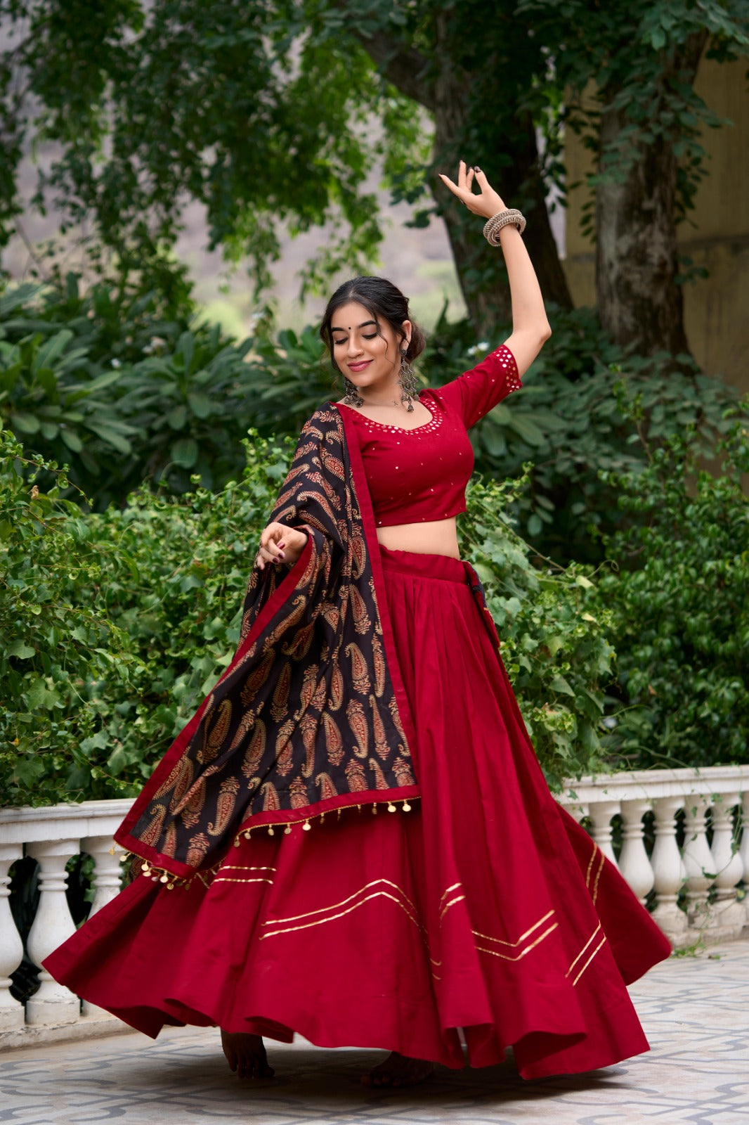 Navratri Nights In this Beautifully Printed Pure Cotton Lehenga Choli
