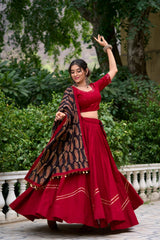 Navratri Nights In this Beautifully Printed Pure Cotton Lehenga Choli