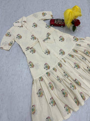 Beautiful Pure Cotton Heavy Thread Embroidery Work Gown