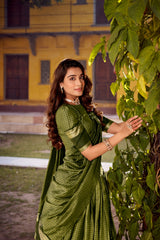 Traditional Chettinad Cotton Chex With Zari Weaving Work Lehenga Choli