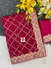 Beautiful Vichitra Silk Foil Printed Saree
