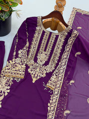 Designer Georgette Embroidery Sequence Work Salwar Suit