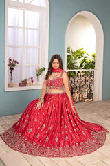 Royal Designer Chinon Silk Sequins and Codding Embroidery Work Lehenga Choli