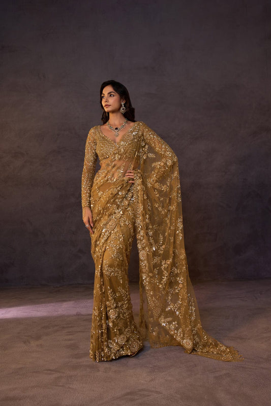 Bollywood Blockbuster Party-wear Butterfly Net Embroidery Thread Work Saree