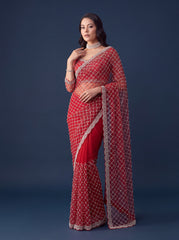 Party-wear Net Beads Sequence & Pearl Embroidery Work Saree