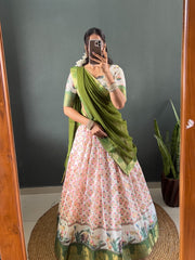 Sale South Indian Style Soft Dola Cotton Silk Lehenga Choli