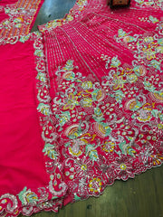 Reception Special Pink Georgette Embroidery Sequence Work Lehenga Choli